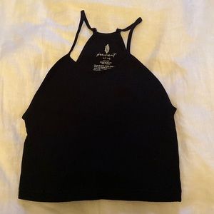 Free people cropped run black ribbed tank